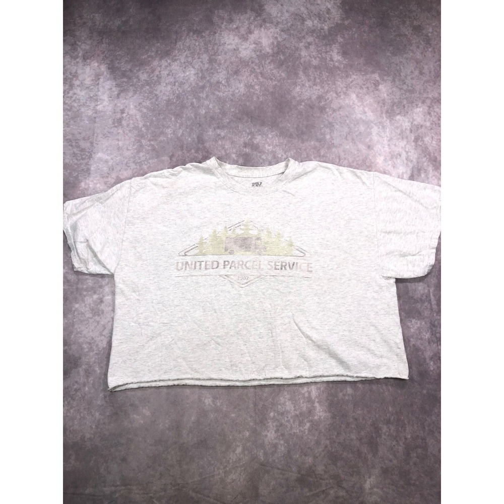 MV Sport United Parcel Service UPS Graphic Crop Top T-Shirt Gray XL